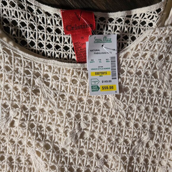 CRISTINA Bohemian Beige Crochet Tunic Sweater NWT/SIZE 1X - Picture 5 of 15